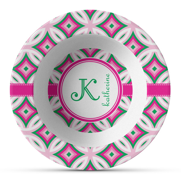 Custom Linked Circles & Diamonds Plastic Bowl - Microwave Safe - Composite Polymer (Personalized)