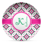Linked Circles & Diamonds Microwave Safe Plastic Plate - Composite Polymer (Personalized)