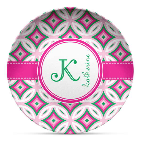 Custom Linked Circles & Diamonds Microwave Safe Plastic Plate - Composite Polymer (Personalized)