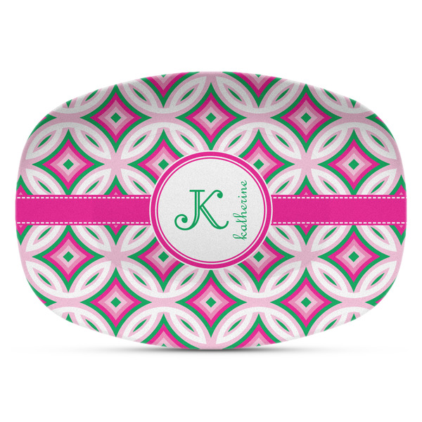 Custom Linked Circles & Diamonds Plastic Platter - Microwave & Oven Safe Composite Polymer (Personalized)