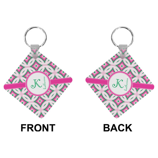 Linked Circles & Diamonds Diamond Keychain (Front + Back)