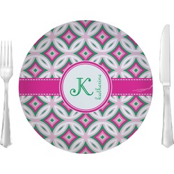 Linked Circles & Diamonds 10" Glass Lunch / Dinner Plates - Single or Set (Personalized)