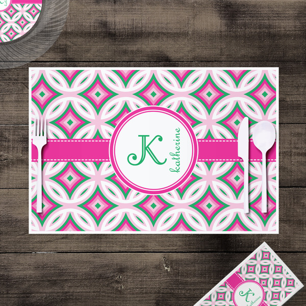 Linked Circles & Diamonds Disposable Paper Placemat - In Context