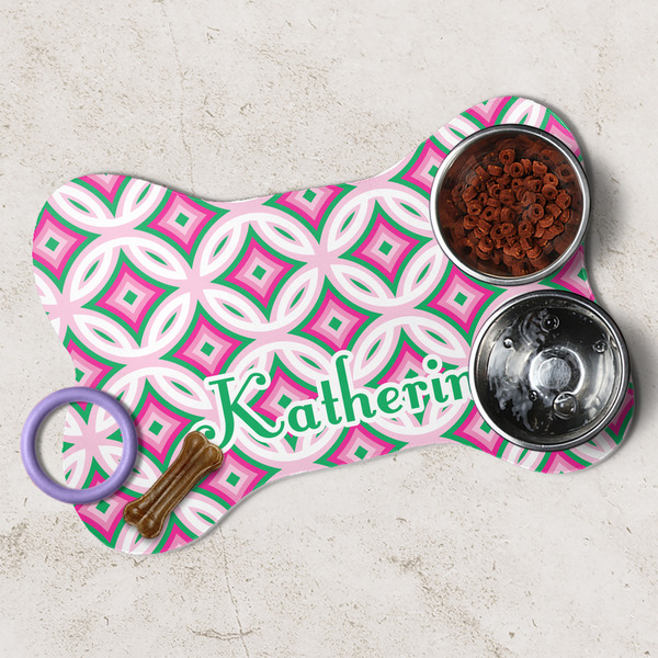 Linked Circles & Diamonds Dog Bone Shaped Mat Lifestyle