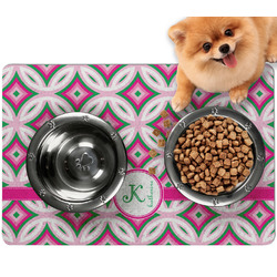 Linked Circles & Diamonds Dog Food Mat - Small w/ Name and Initial