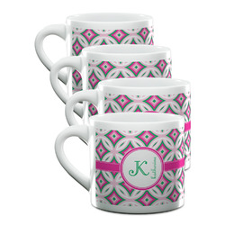 Linked Circles & Diamonds Double Shot Espresso Cups - Set of 4 (Personalized)