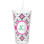 Linked Circles & Diamonds Double Wall Tumbler with Straw (Personalized)