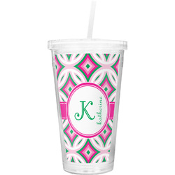 Linked Circles & Diamonds Double Wall Tumbler with Straw (Personalized)