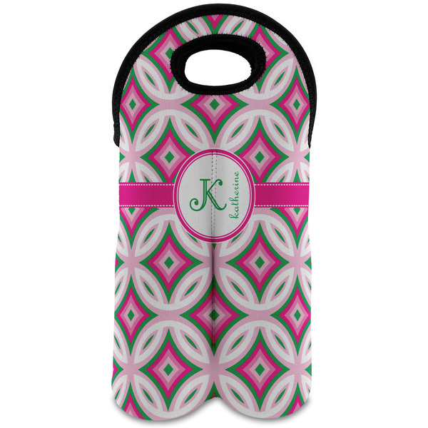 Custom Linked Circles & Diamonds Wine Tote Bag (2 Bottles) (Personalized)