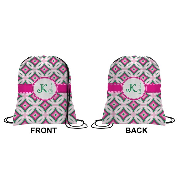 Linked Circles & Diamonds Drawstring Backpack Front & Back Small