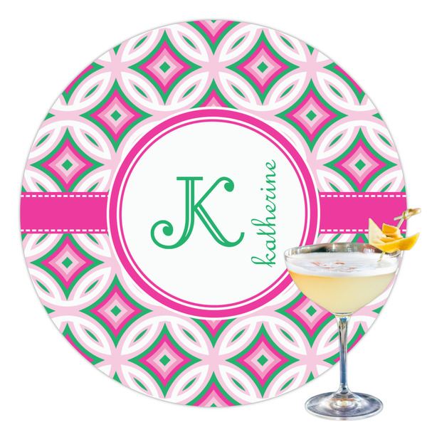 Custom Linked Circles & Diamonds Printed Drink Topper - 3.5" (Personalized)
