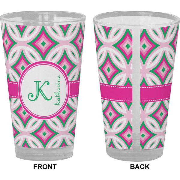 Linked Circles & Diamonds Pint Glass - Full Color - Front & Back Views