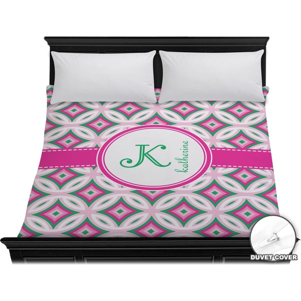 Custom Linked Circles & Diamonds Duvet Cover - King (Personalized)
