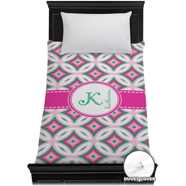 Custom Linked Circles & Diamonds Duvet Cover - Twin XL (Personalized)