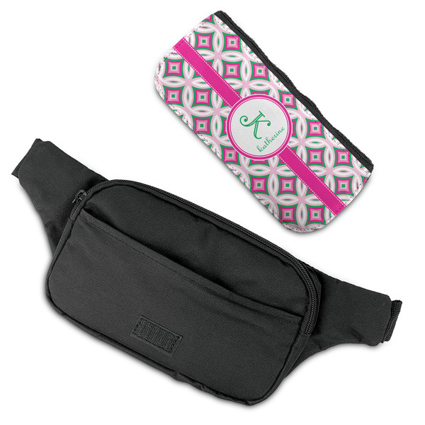 Linked Circles & Diamonds Fanny Packs - FLAT (flap off)