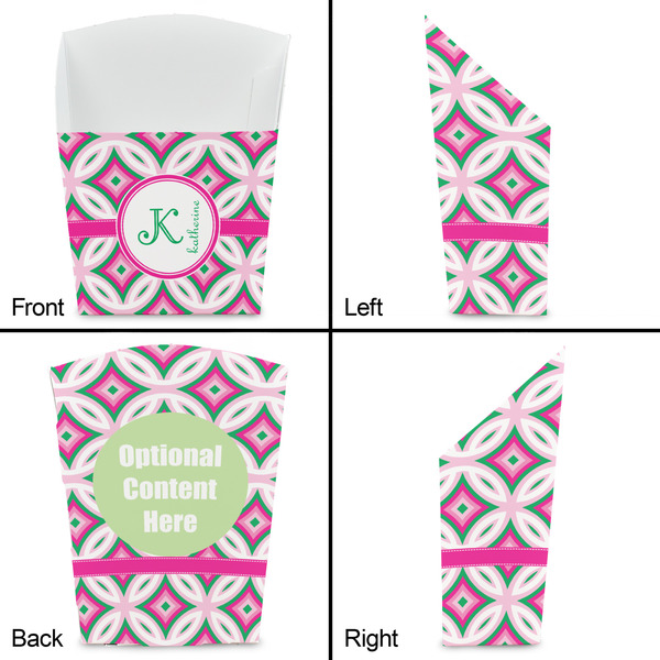 Linked Circles & Diamonds French Fry Favor Box - Front & Back View