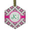Linked Circles & Diamonds Frosted Glass Ornament - Hexagon