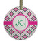 Linked Circles & Diamonds Frosted Glass Ornament - Round