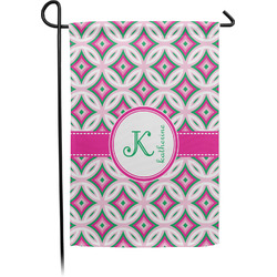 Linked Circles & Diamonds Small Garden Flag - Single Sided w/ Name and Initial