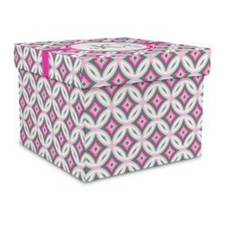 Linked Circles & Diamonds Gift Box with Lid - Canvas Wrapped - Large (Personalized)