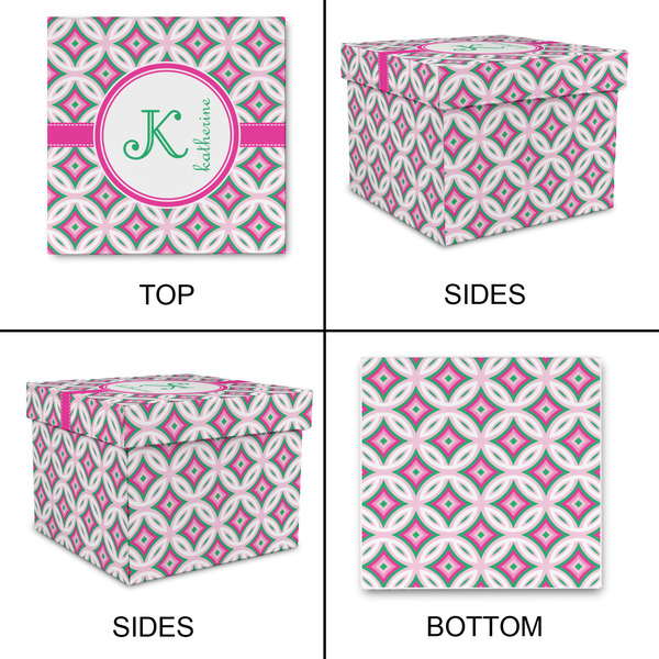 Linked Circles & Diamonds Gift Boxes with Lid - Canvas Wrapped - Medium - Approval