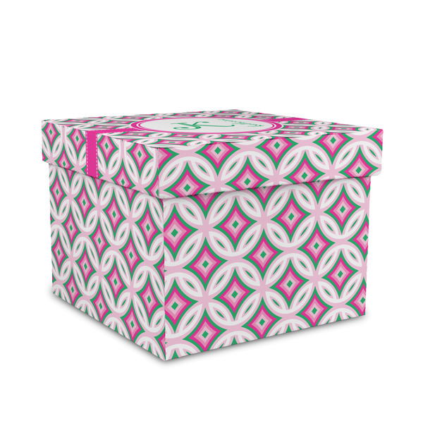 Custom Linked Circles & Diamonds Gift Box with Lid - Canvas Wrapped - Medium (Personalized)