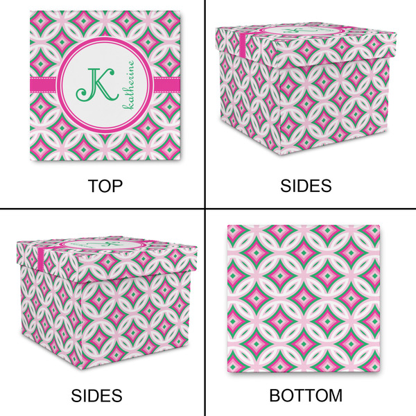 Linked Circles & Diamonds Gift Boxes with Lid - Canvas Wrapped - Small - Approval