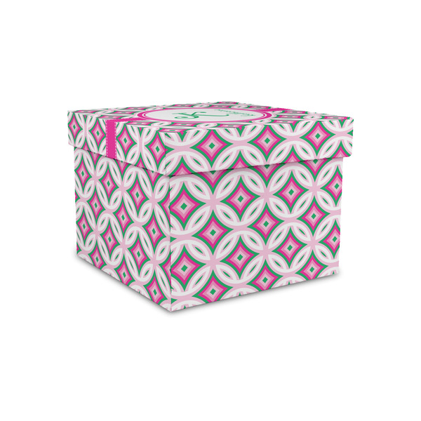 Custom Linked Circles & Diamonds Gift Box with Lid - Canvas Wrapped - Small (Personalized)