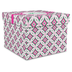 Linked Circles & Diamonds Gift Box with Lid - Canvas Wrapped - X-Large (Personalized)