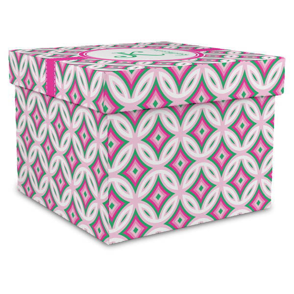Custom Linked Circles & Diamonds Gift Box with Lid - Canvas Wrapped - XX-Large (Personalized)