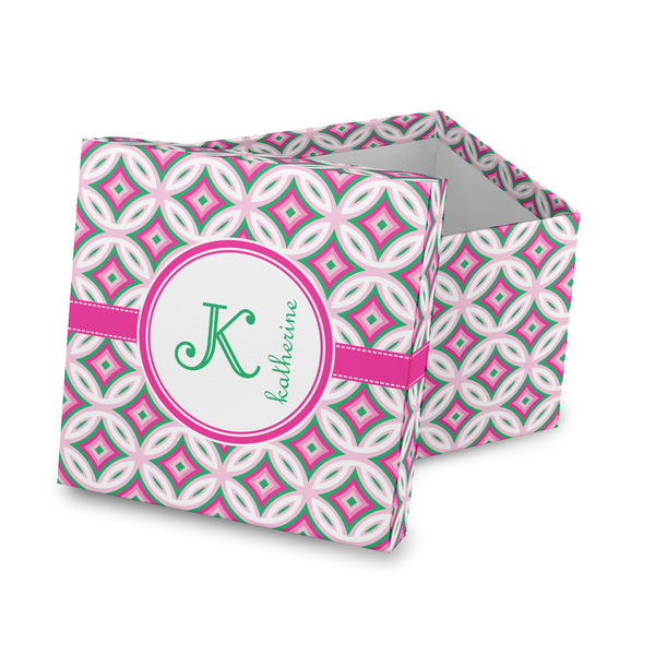 Custom Linked Circles & Diamonds Gift Box with Lid - Canvas Wrapped (Personalized)