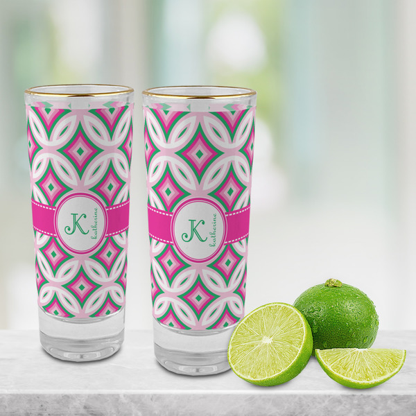 Linked Circles & Diamonds Glass Shot Glass - 2 oz - LIFESTYLE