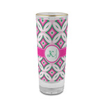 Linked Circles & Diamonds 2 oz Shot Glass -  Glass with Gold Rim - Set of 4 (Personalized)