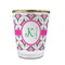 Linked Circles & Diamonds Glass Shot Glass - 1.5 oz - with Gold Rim - Single (Personalized)