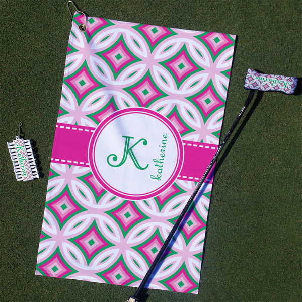 Custom Linked Circles & Diamonds Golf Towel Gift Set (Personalized)