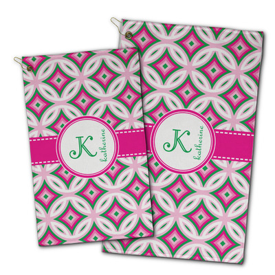 Linked Circles & Diamonds Golf Towel - Poly-Cotton Blend w/ Name and Initial