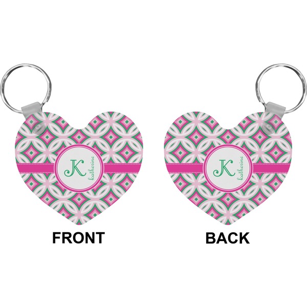 Linked Circles & Diamonds Heart Keychain (Front + Back)