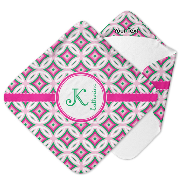 Custom Linked Circles & Diamonds Hooded Baby Towel (Personalized)