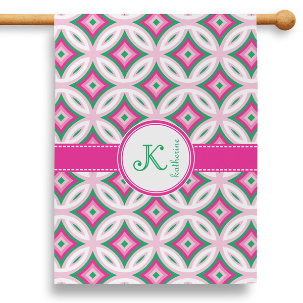 Custom Linked Circles & Diamonds 28" House Flag (Personalized)