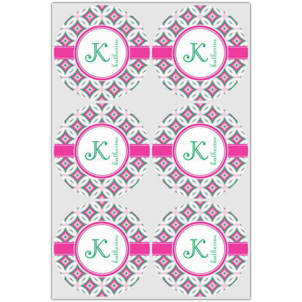 Linked Circles & Diamonds Icing Circle - Large - Set of 6