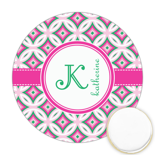Custom Linked Circles & Diamonds Printed Cookie Topper - Round (Personalized)