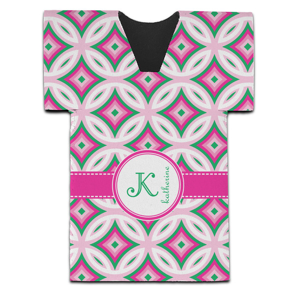 Linked Circles & Diamonds Jersey Bottle Cooler - Set of 4 - FRONT (flat)