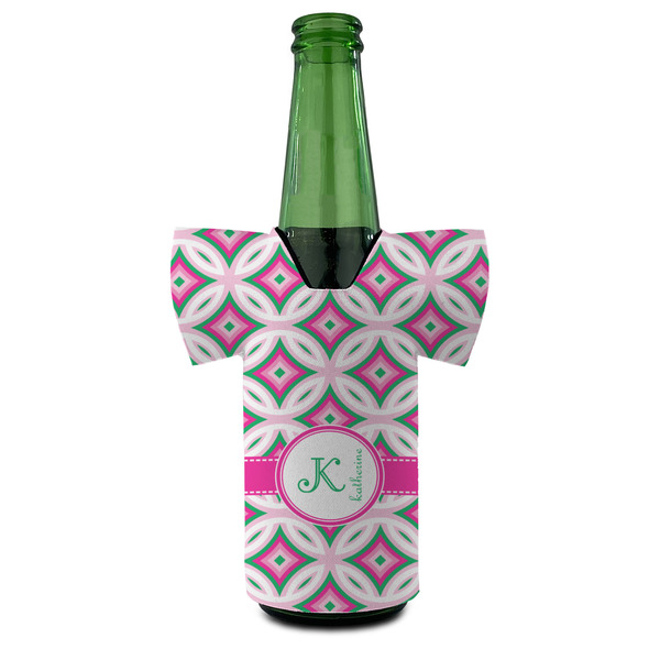 Linked Circles & Diamonds Jersey Bottle Cooler - Set of 4 - FRONT (on bottle)