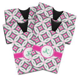 Linked Circles & Diamonds Jersey Bottle Cooler - Set of 4 (Personalized)