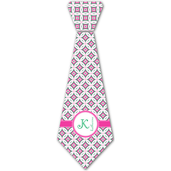 Custom Linked Circles & Diamonds Iron On Tie - 4 Sizes w/ Name and Initial