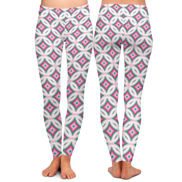 Linked Circles & Diamonds Ladies Leggings - Front and Back