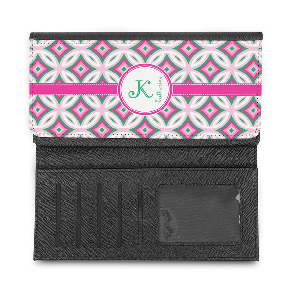 Linked Circles & Diamonds Ladies Wallet - Half Way Open