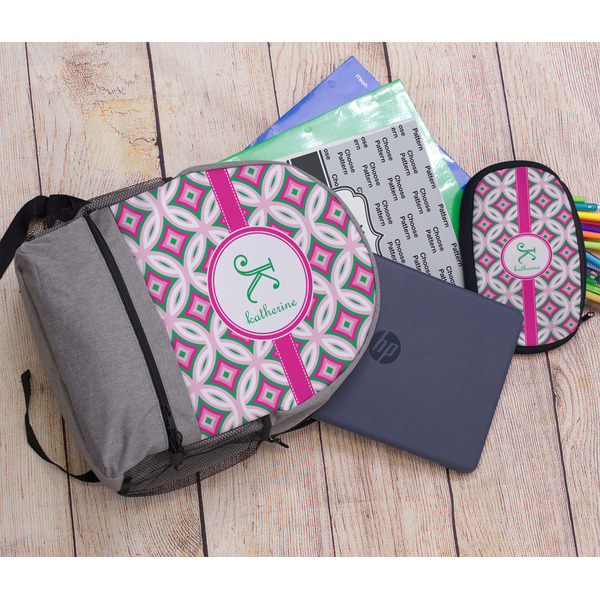 Linked Circles & Diamonds Large Backpack - Gray - With Stuff