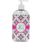 Linked Circles & Diamonds Plastic Soap / Lotion Dispenser (16 oz - Large - White) (Personalized)
