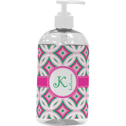 Linked Circles & Diamonds Plastic Soap / Lotion Dispenser (16 oz - Large - White) (Personalized)
